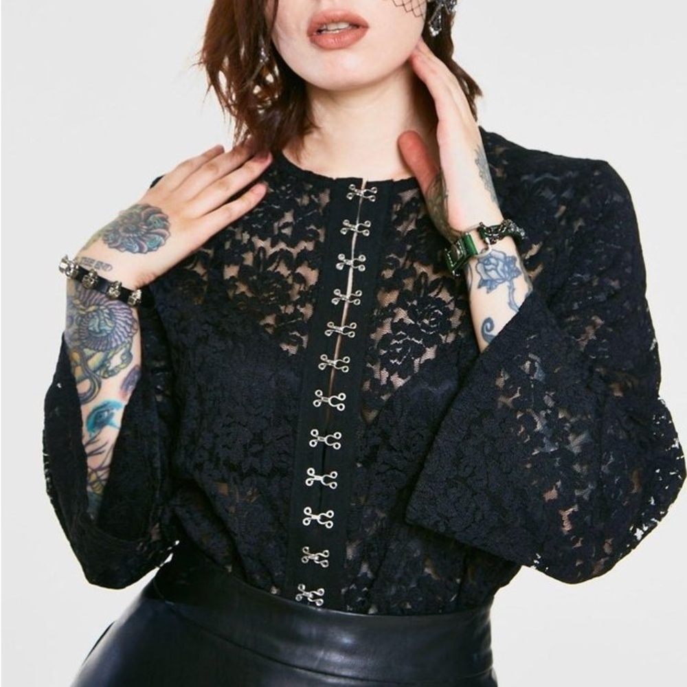 Jawbreaker Black Floral Lace Gothic Blouse